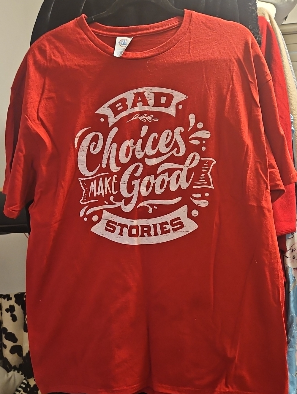 Delta Red Short Sleeve Tee with White Script Graphic